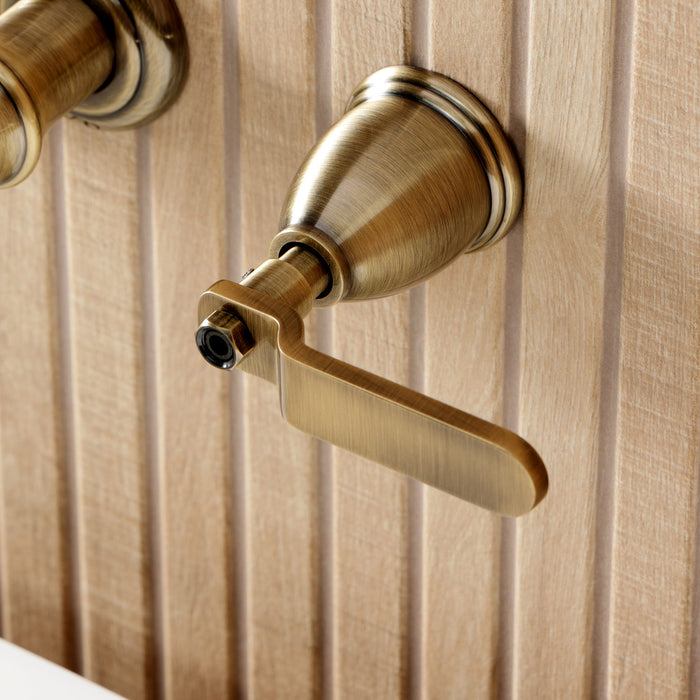 Kingston Tulare KS5023KL - Hallerbos Two-Handle 3-Hole Wall Mount Roman Tub Faucet, Antique Brass