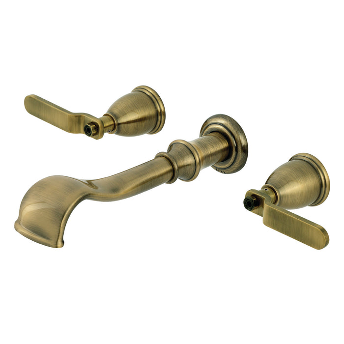 Kingston Tulare KS5023KL - Hallerbos Two-Handle 3-Hole Wall Mount Roman Tub Faucet, Antique Brass