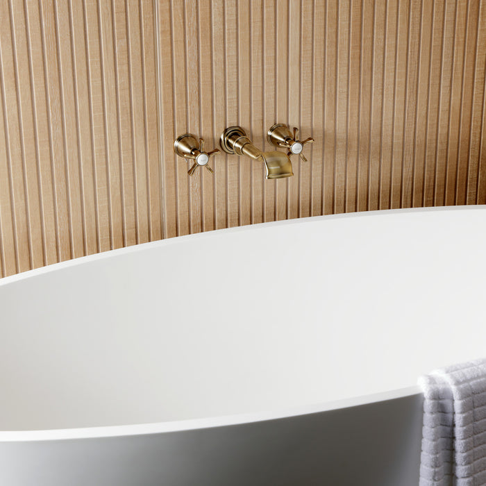 Kingston Heirloom KS5023NX - Hamilton Two-Handle 3-Hole Wall Mount Roman Tub Faucet, Antique Brass