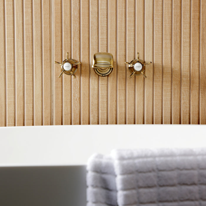 Kingston Heirloom KS5023NX - Hamilton Two-Handle 3-Hole Wall Mount Roman Tub Faucet, Antique Brass