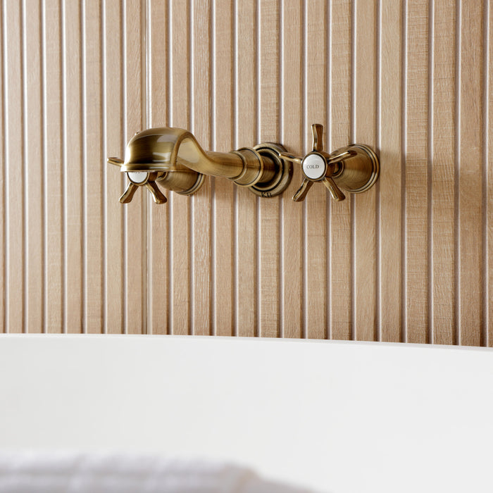 Kingston Heirloom KS5023NX - Hamilton Two-Handle 3-Hole Wall Mount Roman Tub Faucet, Antique Brass