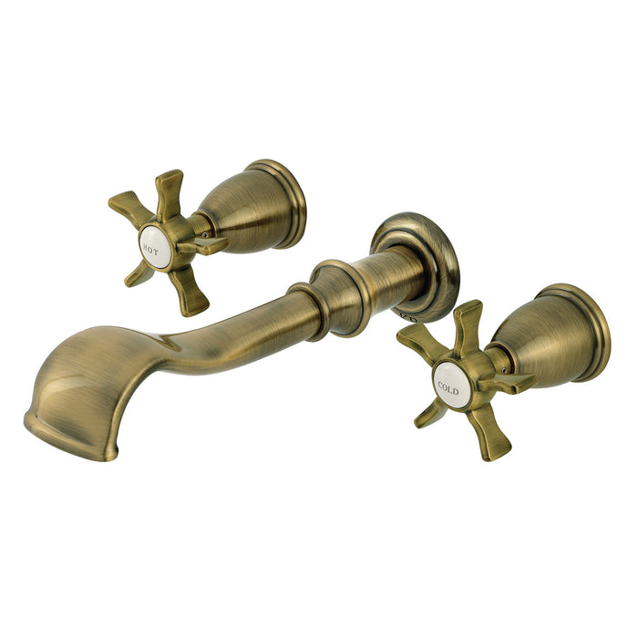 Kingston Heirloom KS5023NX - Hamilton Two-Handle 3-Hole Wall Mount Roman Tub Faucet, Antique Brass