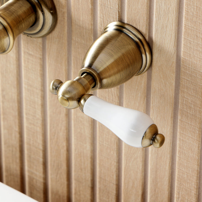 Kingston Heirloom KS5023PLTwo-Handle 3-Hole Wall Mount Roman Tub Faucet, Antique Brass