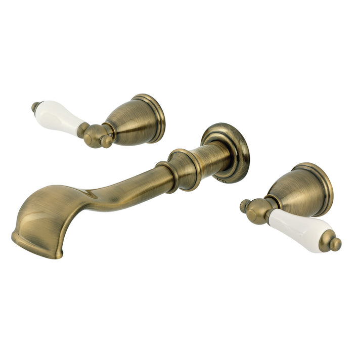 Kingston Heirloom KS5023PLTwo-Handle 3-Hole Wall Mount Roman Tub Faucet, Antique Brass