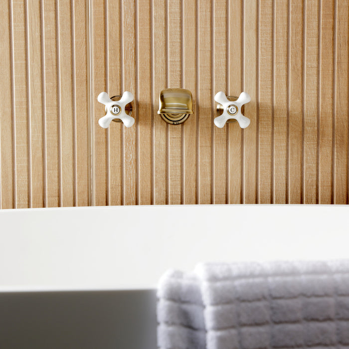Kingston Heirloom KS5023PXTwo-Handle 3-Hole Wall Mount Roman Tub Faucet, Antique Brass