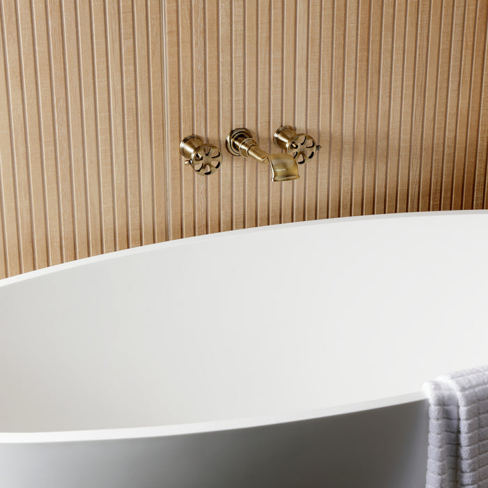 Kingston Tulare KS5023RX - Belknap Two-Handle 3-Hole Wall Mount Tub Faucet, Antique Brass