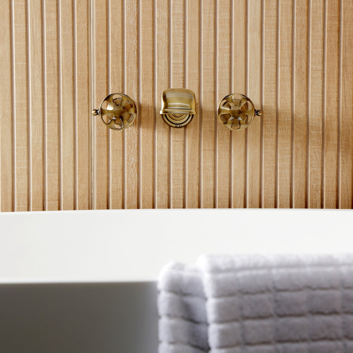 Kingston Tulare KS5023RX - Belknap Two-Handle 3-Hole Wall Mount Roman Tub Faucet, Antique Brass
