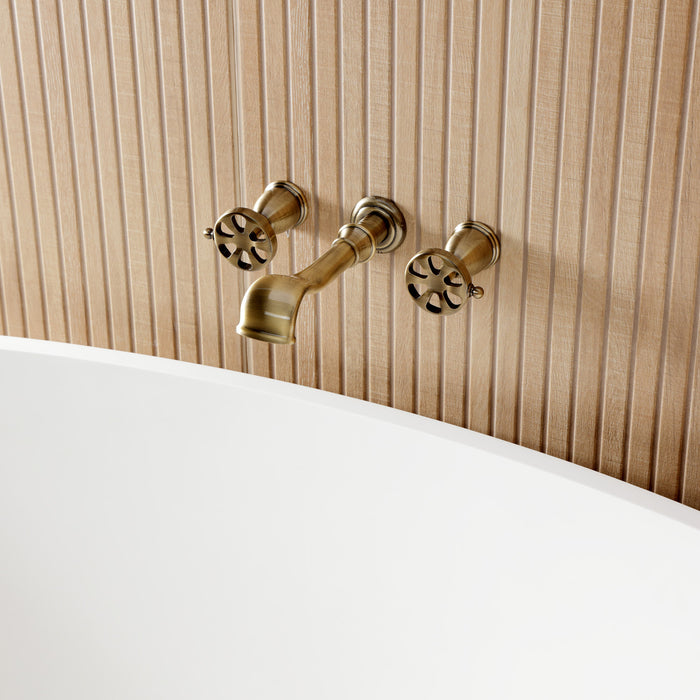 Kingston Tulare KS5023RX - Belknap Two-Handle 3-Hole Wall Mount Tub Faucet, Antique Brass