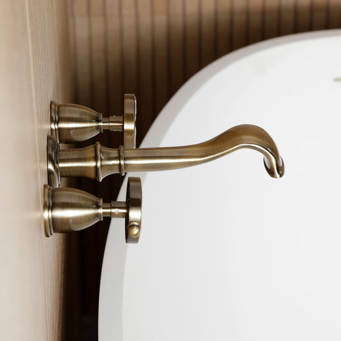 Kingston Tulare KS5023RX - Belknap Two-Handle 3-Hole Wall Mount Tub Faucet, Antique Brass
