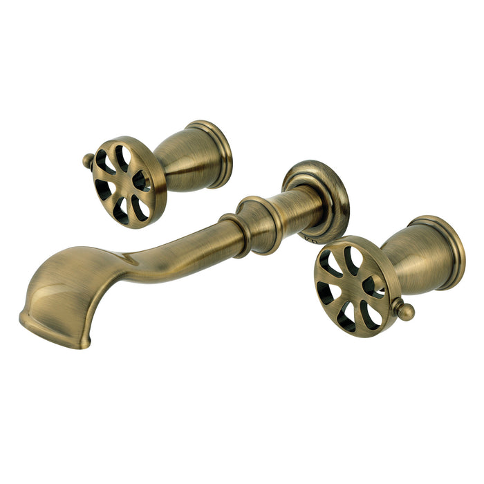 Kingston Tulare KS5023RX - Belknap Two-Handle 3-Hole Wall Mount Tub Faucet, Antique Brass