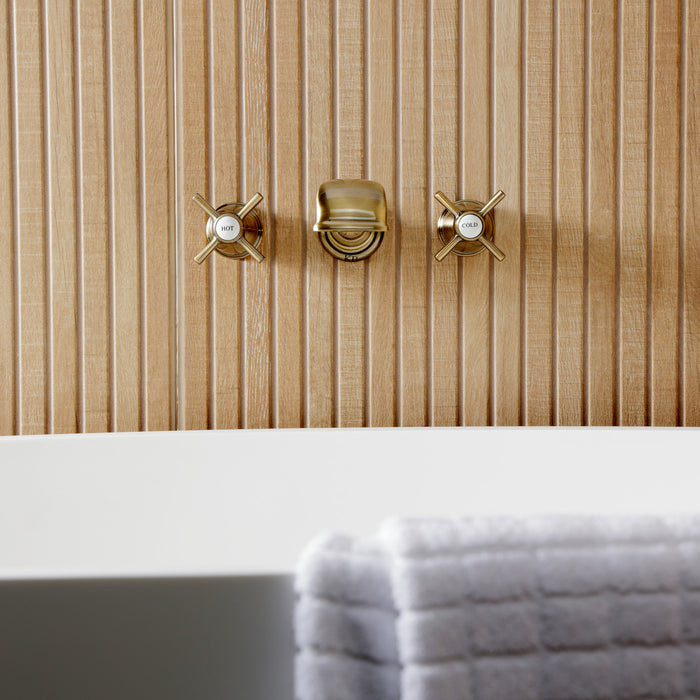 Kingston Tulare KS5023ZX - Millennium Two-Handle 3-Hole Wall Mount Roman Tub Faucet, Antique Brass