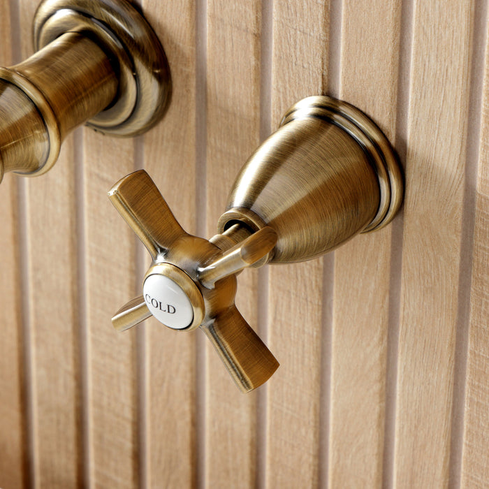 Kingston Tulare KS5023ZX - Millennium Two-Handle 3-Hole Wall Mount Roman Tub Faucet, Antique Brass