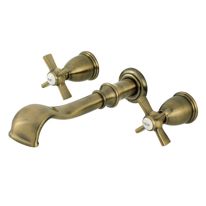 Kingston Tulare KS5023ZX - Millennium Two-Handle 3-Hole Wall Mount Roman Tub Faucet, Antique Brass