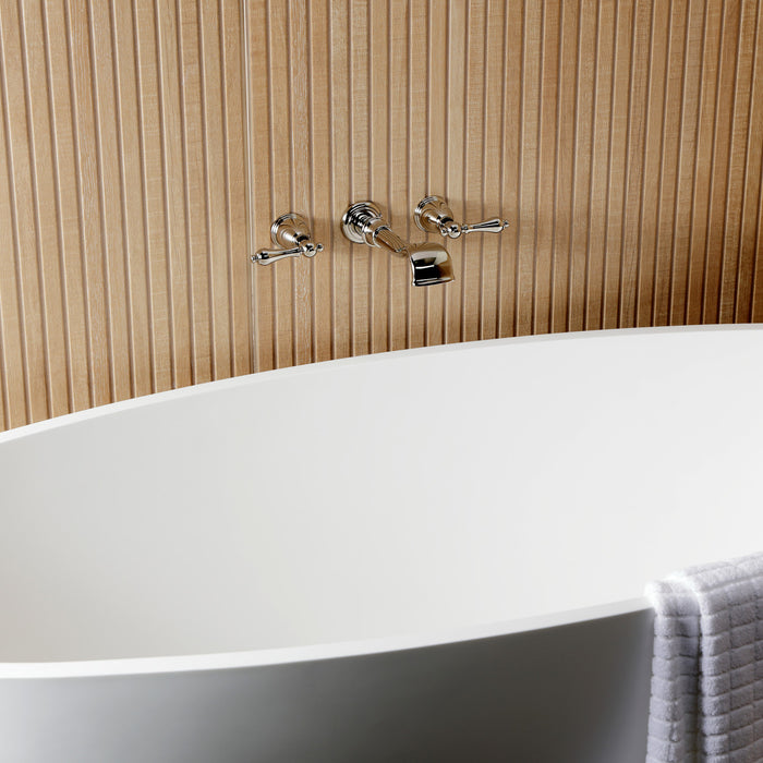 Kingston Heirloom KS5026ALTwo-Handle 3-Hole Wall Mount Roman Tub Faucet, Polished Nickel