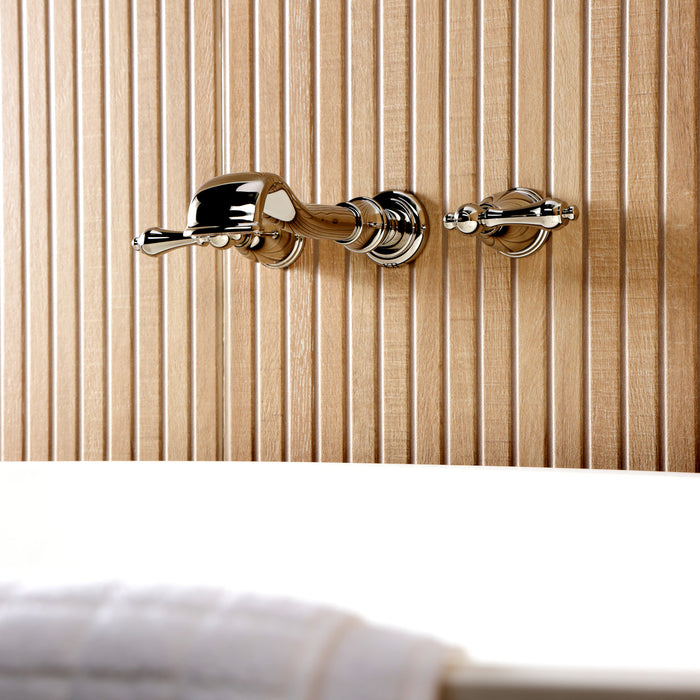 Kingston Heirloom KS5026ALTwo-Handle 3-Hole Wall Mount Roman Tub Faucet, Polished Nickel