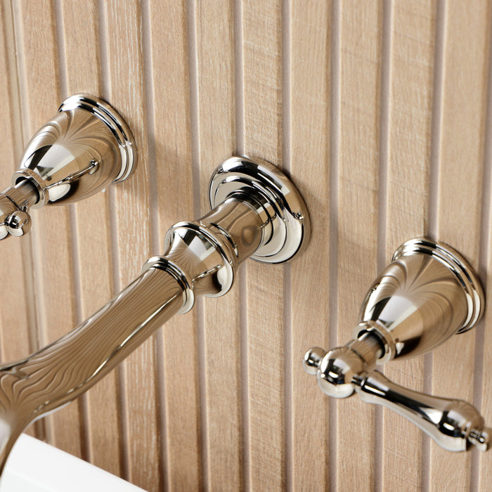 Kingston Heirloom KS5026ALTwo-Handle 3-Hole Wall Mount Roman Tub Faucet, Polished Nickel