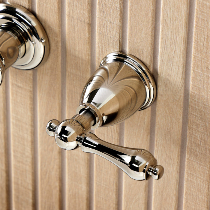 Kingston Heirloom KS5026ALTwo-Handle 3-Hole Wall Mount Roman Tub Faucet, Polished Nickel