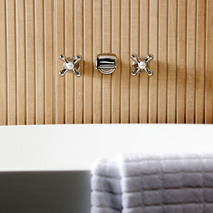 Kingston Heirloom KS5026AXTwo-Handle 3-Hole Wall Mount Roman Tub Faucet, Polished Nickel
