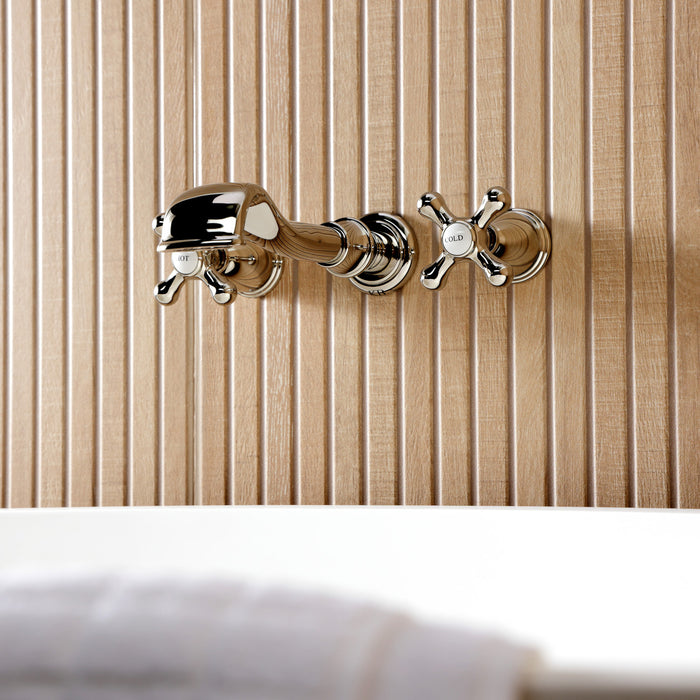 Kingston Heirloom KS5026AXTwo-Handle 3-Hole Wall Mount Roman Tub Faucet, Polished Nickel
