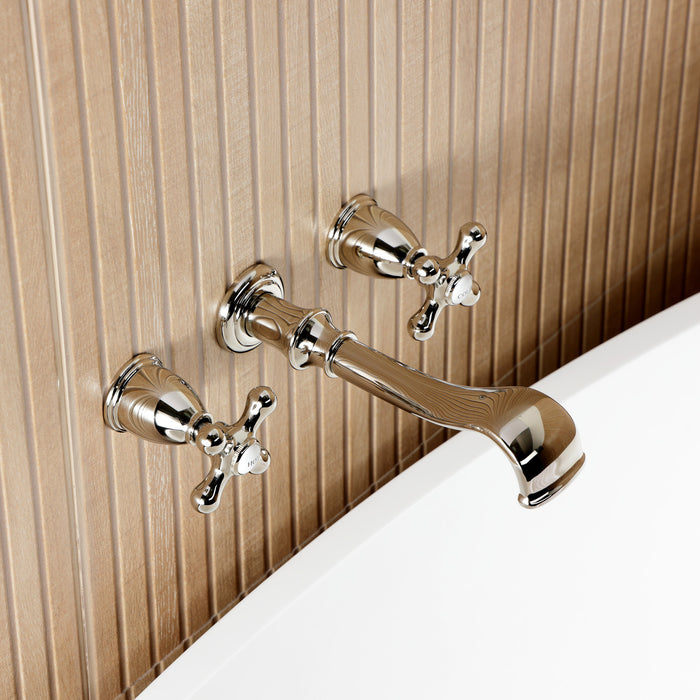 Kingston Heirloom KS5026AXTwo-Handle 3-Hole Wall Mount Roman Tub Faucet, Polished Nickel