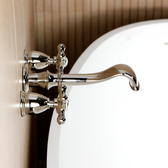 Kingston Heirloom KS5026AXTwo-Handle 3-Hole Wall Mount Roman Tub Faucet, Polished Nickel