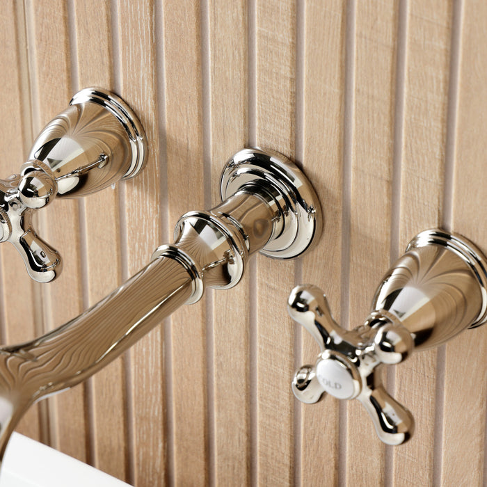 Kingston Heirloom KS5026AXTwo-Handle 3-Hole Wall Mount Roman Tub Faucet, Polished Nickel