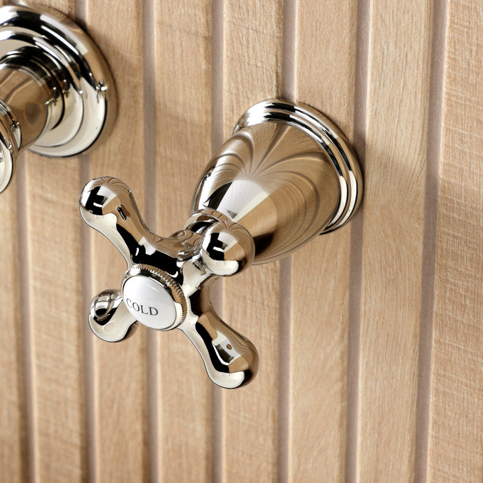 Kingston Heirloom KS5026AXTwo-Handle 3-Hole Wall Mount Roman Tub Faucet, Polished Nickel