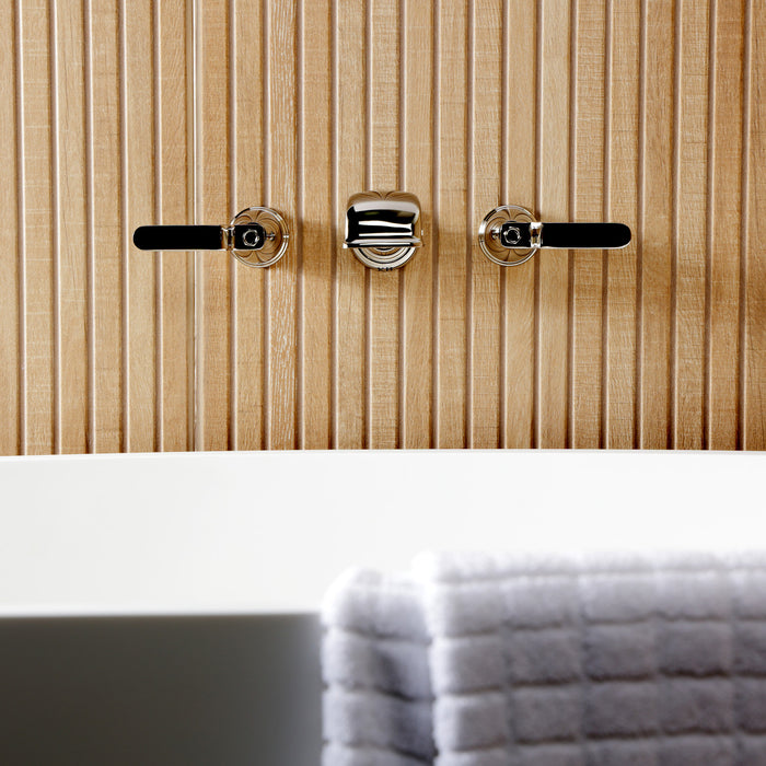 Kingston Tulare KS5026KL - Hallerbos Two-Handle 3-Hole Wall Mount Roman Tub Faucet, Polished Nickel