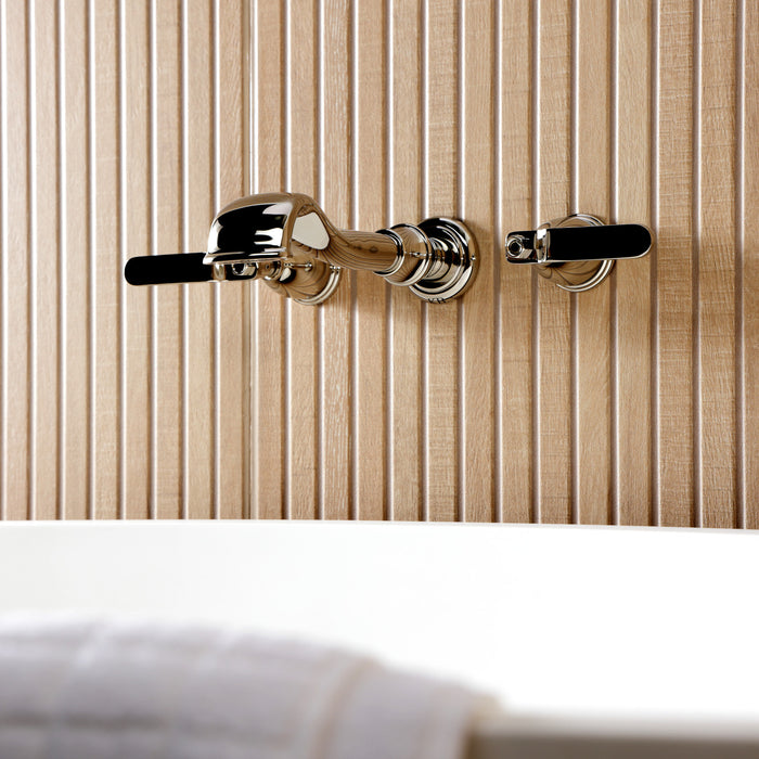 Kingston Tulare KS5026KL - Hallerbos Two-Handle 3-Hole Wall Mount Roman Tub Faucet, Polished Nickel