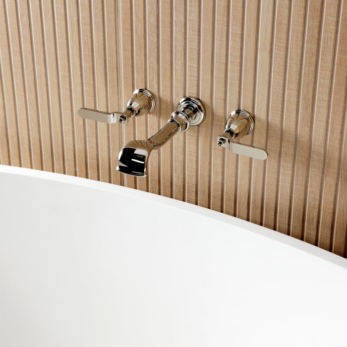 Kingston Tulare KS5026KL - Hallerbos Two-Handle 3-Hole Wall Mount Roman Tub Faucet, Polished Nickel