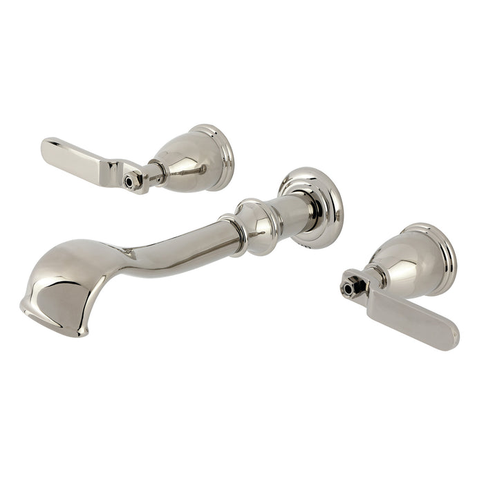 Kingston Tulare KS5026KL - Hallerbos Two-Handle 3-Hole Wall Mount Roman Tub Faucet, Polished Nickel