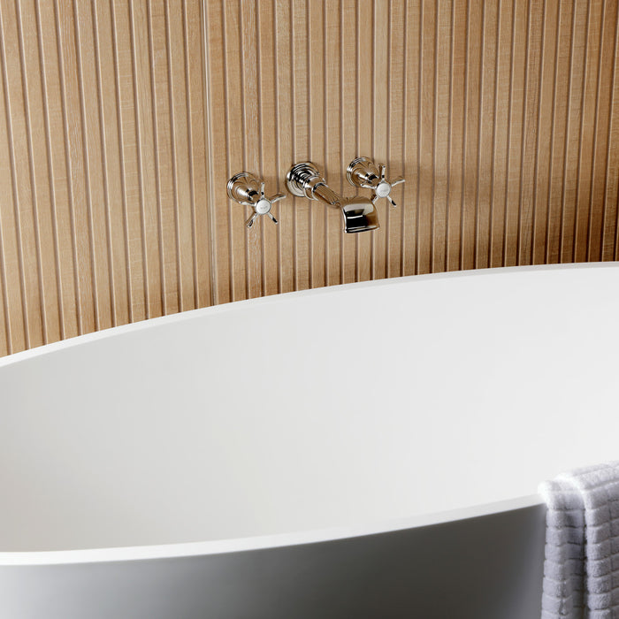 Kingston Heirloom KS5026NX - Hamilton Two-Handle 3-Hole Wall Mount Roman Tub Faucet, Polished Nickel