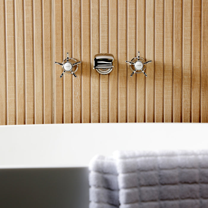 Kingston Heirloom KS5026NX - Hamilton Two-Handle 3-Hole Wall Mount Tub Faucet, Polished Nickel