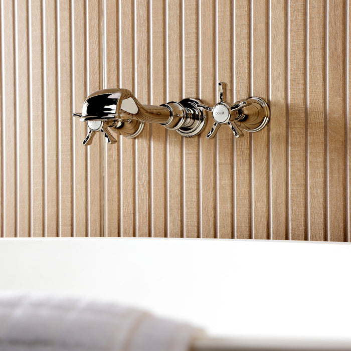 Kingston Heirloom KS5026NX - Hamilton Two-Handle 3-Hole Wall Mount Roman Tub Faucet, Polished Nickel