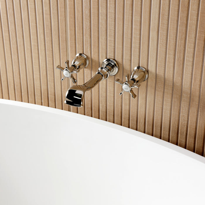 Kingston Heirloom KS5026NX - Hamilton Two-Handle 3-Hole Wall Mount Roman Tub Faucet, Polished Nickel