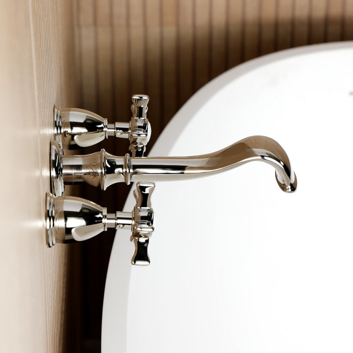 Kingston Heirloom KS5026NX - Hamilton Two-Handle 3-Hole Wall Mount Tub Faucet, Polished Nickel