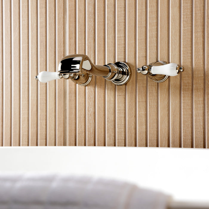 Kingston Heirloom KS5026PLTwo-Handle 3-Hole Wall Mount Roman Tub Faucet, Polished Nickel