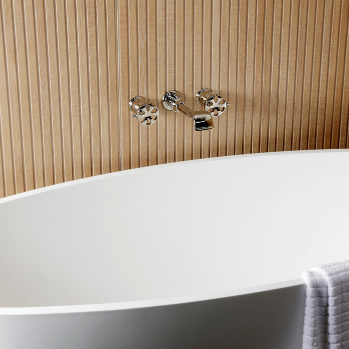 Kingston Tulare KS5026RX - Belknap Two-Handle 3-Hole Wall Mount Roman Tub Faucet, Polished Nickel
