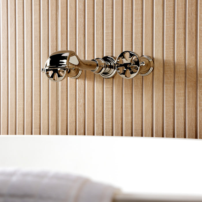 Kingston Tulare KS5026RX - Belknap Two-Handle 3-Hole Wall Mount Roman Tub Faucet, Polished Nickel