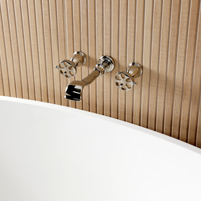 Kingston Tulare KS5026RX - Belknap Two-Handle 3-Hole Wall Mount Roman Tub Faucet, Polished Nickel
