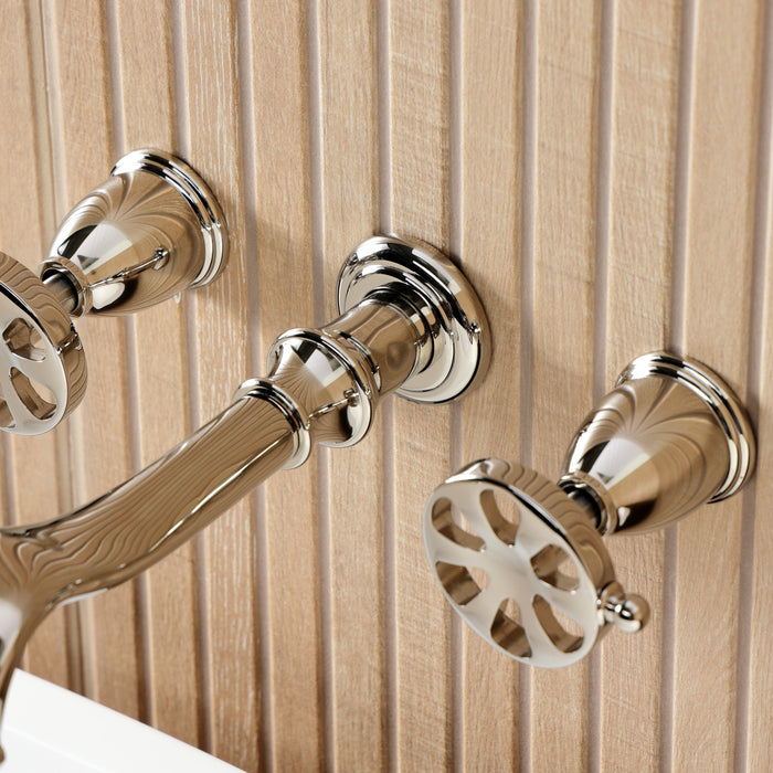 Kingston Tulare KS5026RX - Belknap Two-Handle 3-Hole Wall Mount Tub Faucet, Polished Nickel