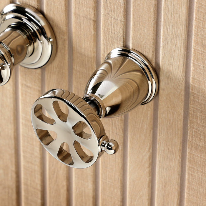 Kingston Tulare KS5026RX - Belknap Two-Handle 3-Hole Wall Mount Roman Tub Faucet, Polished Nickel