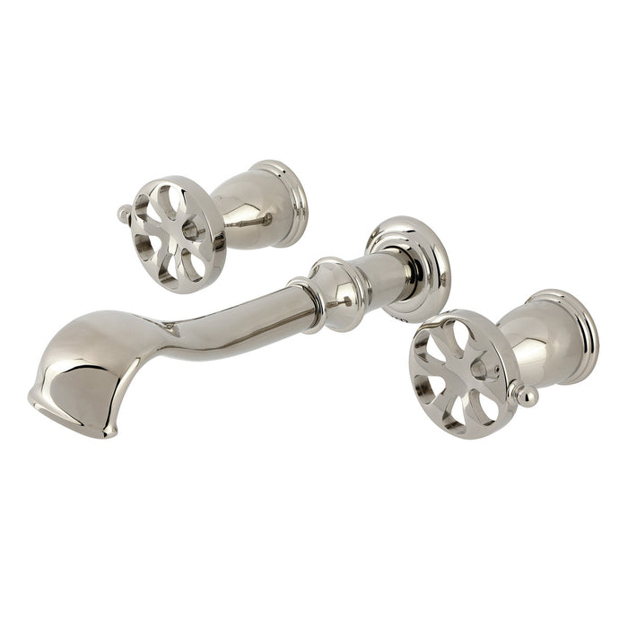 Kingston Tulare KS5026RX - Belknap Two-Handle 3-Hole Wall Mount Roman Tub Faucet, Polished Nickel