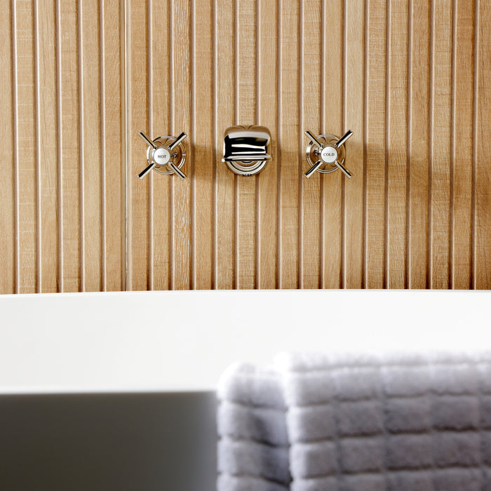 Kingston Tulare KS5026ZX - Millennium Two-Handle 3-Hole Wall Mount Roman Tub Faucet, Polished Nickel