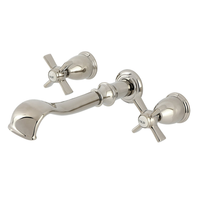 Kingston Tulare KS5026ZX - Millennium Two-Handle 3-Hole Wall Mount Roman Tub Faucet, Polished Nickel