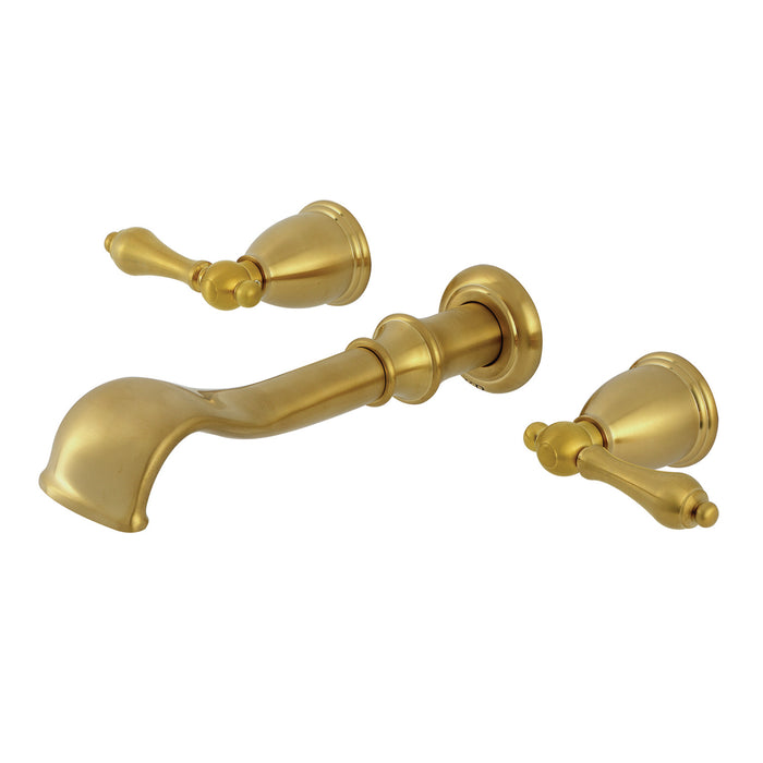 Kingston Heirloom KS5027ALTwo-Handle 3-Hole Wall Mount Roman Tub Faucet, Brushed Brass