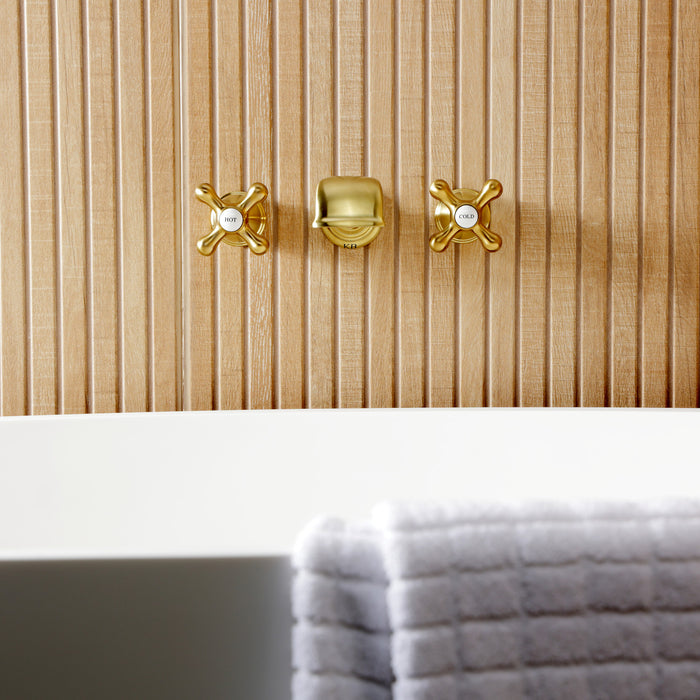 KS5027AX Two-Handle 3-Hole Wall Mount Roman Tub Faucet, Brushed Brass