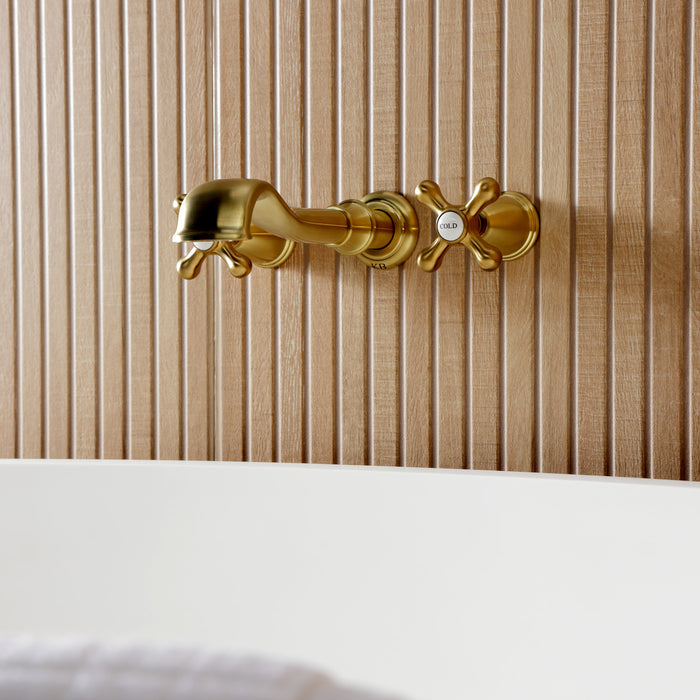 KS5027AX Two-Handle 3-Hole Wall Mount Roman Tub Faucet, Brushed Brass