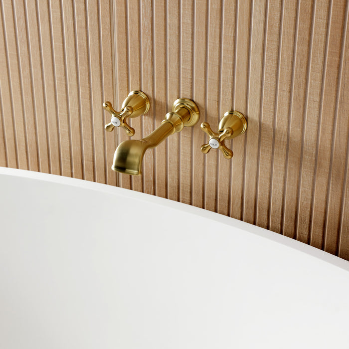Kingston Heirloom KS5027AX Two-Handle 3-Hole Wall Mount Tub Faucet, Brushed Brass