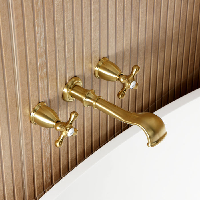 KS5027AX Two-Handle 3-Hole Wall Mount Roman Tub Faucet, Brushed Brass